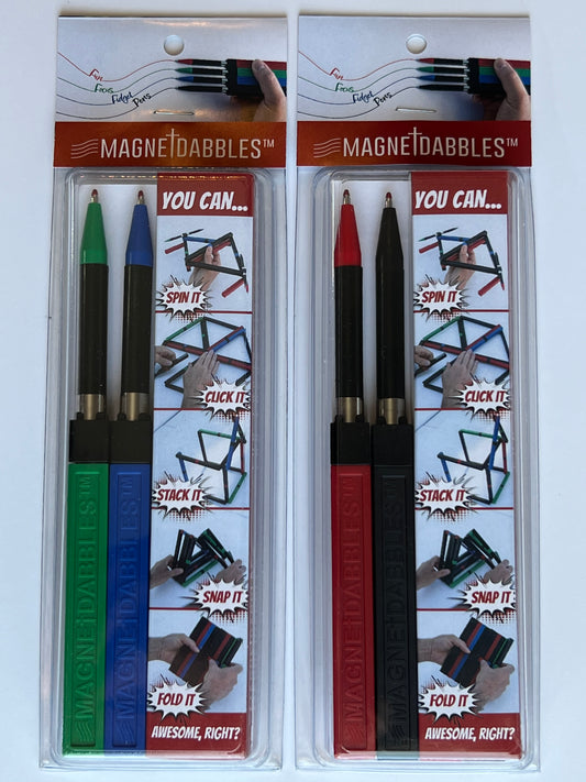 4 Magnetdabbles - Fun Focus Fidget Dual-Tip Gel Pens