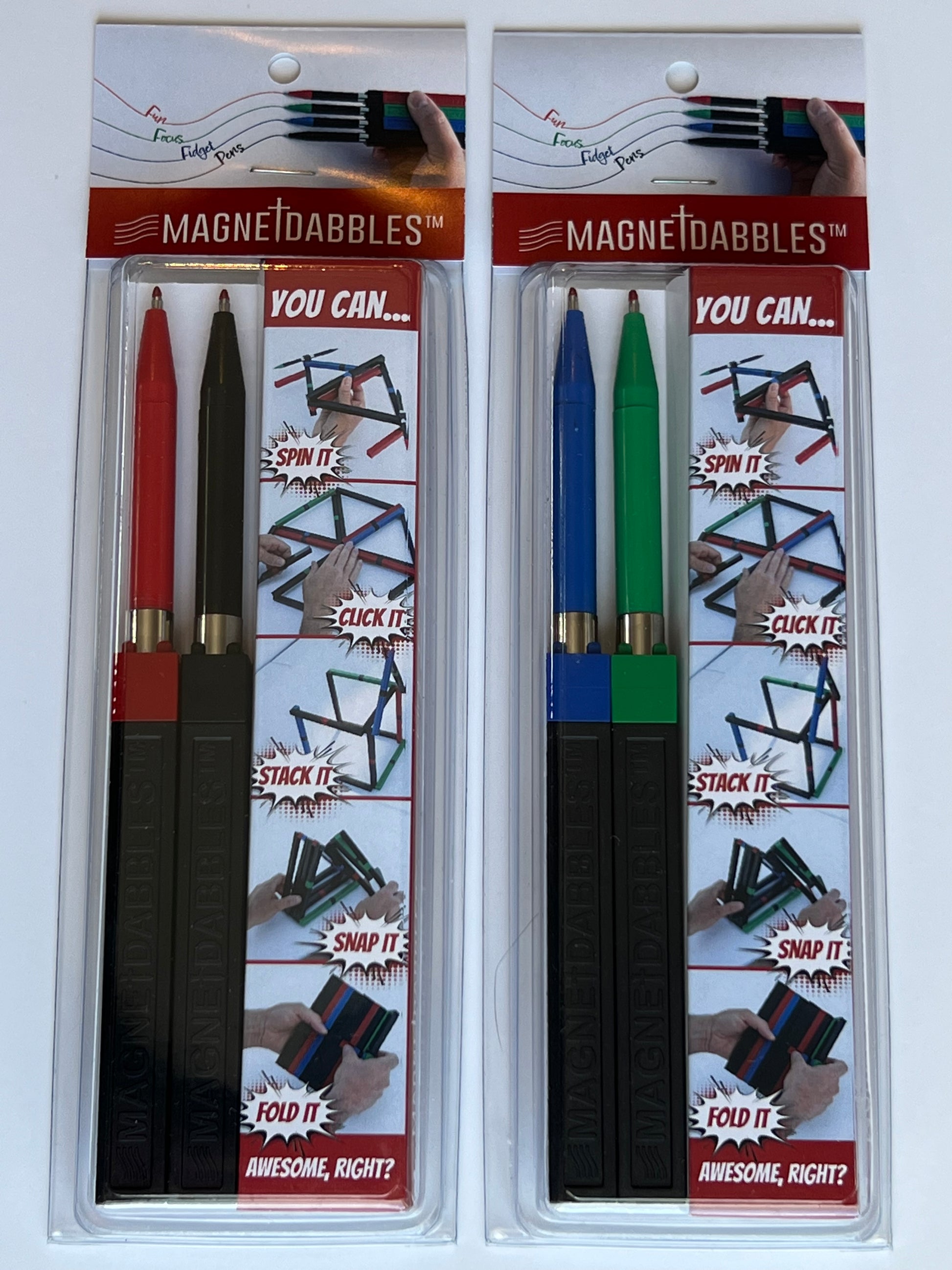 4 Magnetdabbles - Fun Focus Fidget Dual-Tip Gel Pens